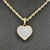 Womens 10k Gold Two Tone 0.55 CTW Natural Round Diamond Heart Pendant 2.1g Charm